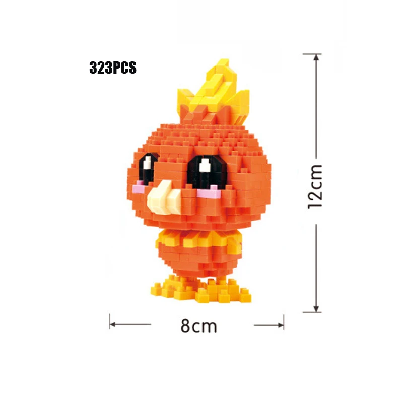 Игра мультфильм изображение тыкать микро алмазный строительный блок Mudkip Torchic Piplup Cubone Chimchar Lickitung Buneary nanobricks игрушки - Цвет: Torchic