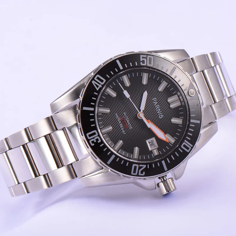 Parnis 44Mm Rotating Bezel Automatic Diver Men Watch Waterproof 200M Metal Mechanical Mens Watches-3