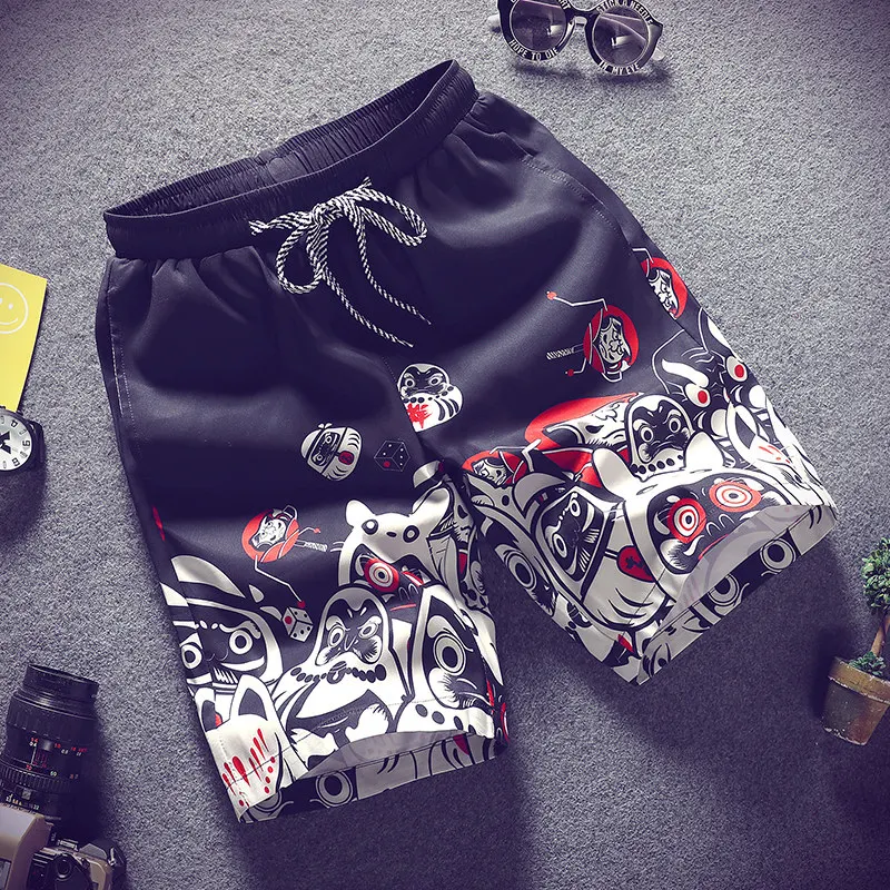 LINGDENG Летние повседневные мужские шорты, мужские камуфляжные модные прямые шорты с цветочным принтом, пляжные мужские шорты