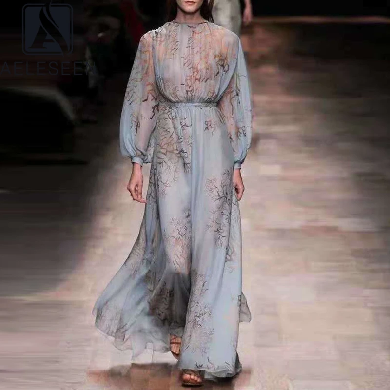 AELESEEN Runway Fashion Women Autumn Dress