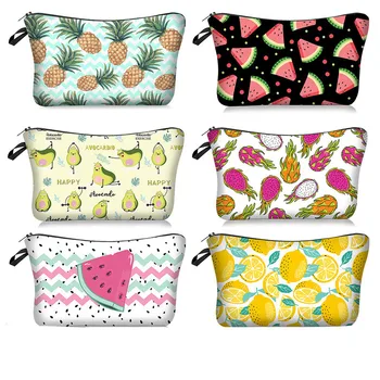 

Fruit Series Fashion 3D Printing Cosmetics Bag Storage Make-up Case Wash Bag Multifunctional Package Gift for Girls