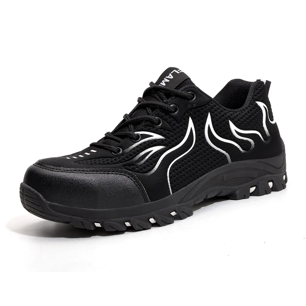 NASONBERG, Мужская защитная обувь со стальным носком, защитная обувь, легкие дышащие противоударные рабочие кроссовки - Цвет: BlackWhite