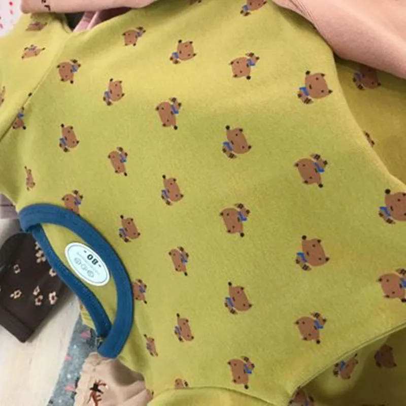Детские пижамы комплект домашней одежды из хлопка с длинными рукавами в Корейском стиле для мальчиков и девочек ST19074