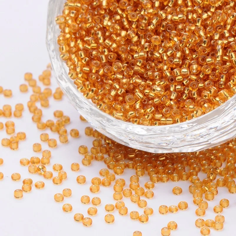 Goldenrod Серебряное прозрачное стеклянное семечко маленькая Ювелирная СВОБОДНАЯ цепь для браслета круглая для изготовления ювелирных изделий 2x1,5 мм, отверстие: 0,3 мм 11/0 F65 - Цвет: Goldenrod