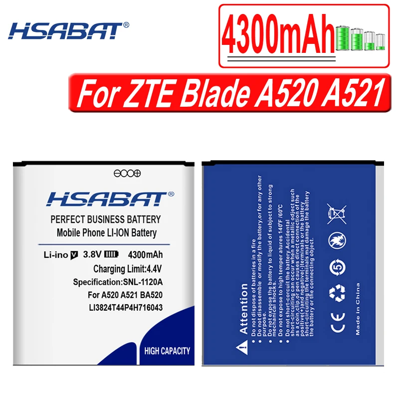 Аккумулятор HSABAT Li3824T44P4h716043 4300 мАч для ZTE Blade A520 A521 BA520 | Мобильные телефоны и