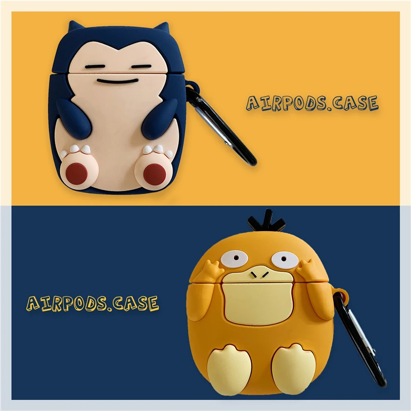 

New Cute Cartoon Pokemon Psyduck Snorlax Kabigon Headphone Cases For Apple Airpods 1/2 Silicone Protection Earphone Skin Cover