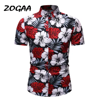 

ZOGAA 2020 Men's Slim fit Flower Printed Shirts Male Short Sleeve Floral Shirt Men Basic Tops Casual Plus Size Shirts