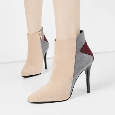 

Boots children spring and autumn boots pointed high heels stiletto suede Martin boots nubuck and bare boots women's shoes