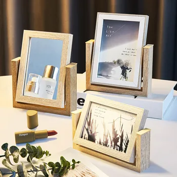 

Nordic Simple Wooden Mirror Pgoto Frame Picture Frames Living Room Bedroom Home Decor Modern 6 Inch 7 Inch Art Picture Frames