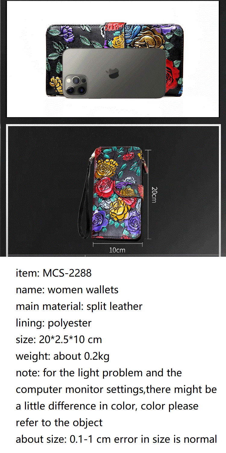 RFID Brieftasche Frauen Split Leder Karte Halter Geldbörse Große Kapazität Frauen Geldbörsen Lange Damen Telefon Tasche – Detail 12
