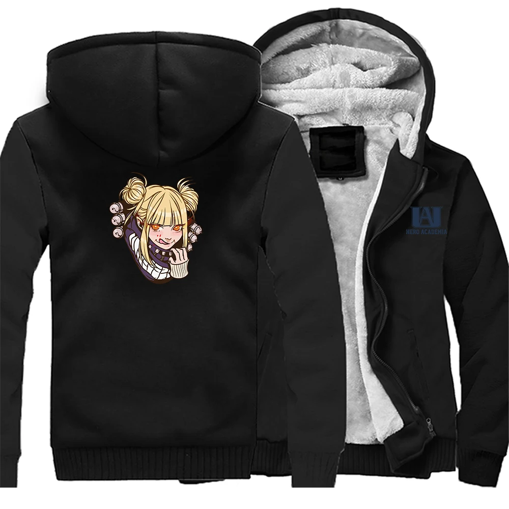 

My Hero Academia Anime Winter Mens Hoodies Kawaii Anime Girl Bomber Jackets Warm Himiko Toga Jacket Zipper Men's Loose Outwear