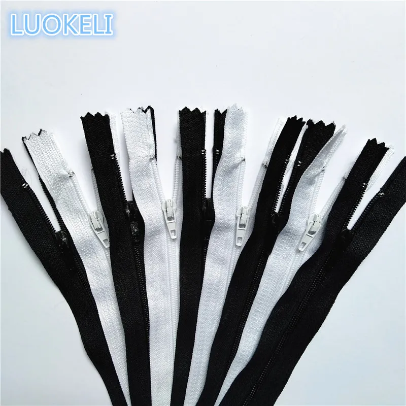 20pcs Black and white 3#( 10cm-100cm) Closed Nylon Coil Zippers Tailor Sewing Craft