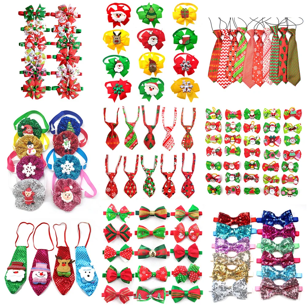 

30 Pcs Pet Grooming Product Christmas Pet Dog Bow Tie Necktie Holiday Party Dog Bandana For Small Medium Large Dog Pet Supplier