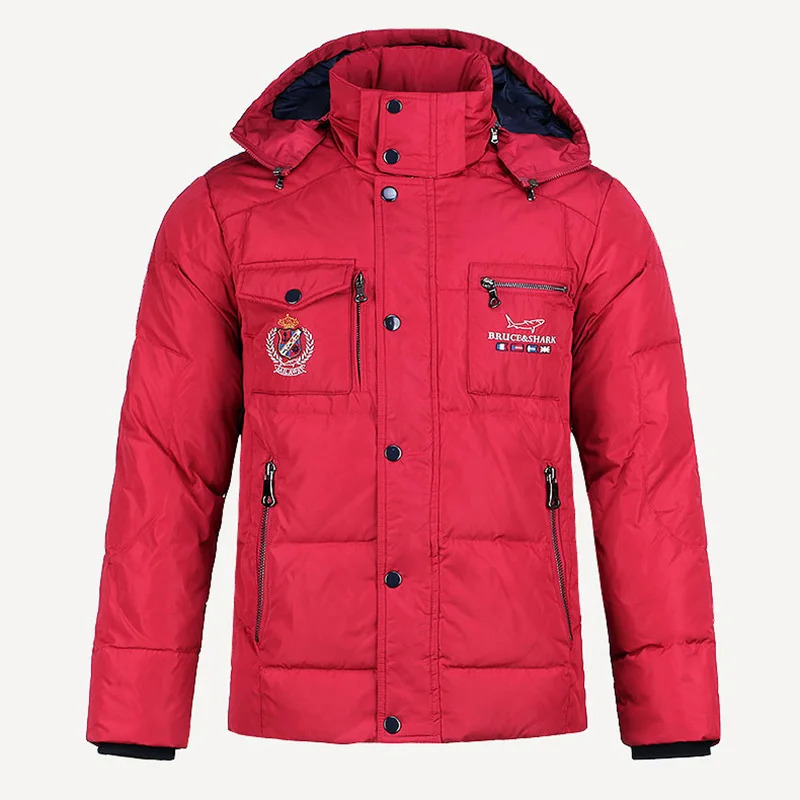 Зимняя куртка с перьями, Мужская блузка, оригинальная куртка, лучшее качество, шапка с серым утиным пером, теплая, на молнии, с пуговицами, размеры от M до 3XL, лучшее качество