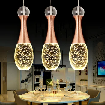 

LED Chandeliers Dining Room Bar Chandelier Fashion Single Head Three Bubble Lights Minimalist Personality Crystal Modern Europe