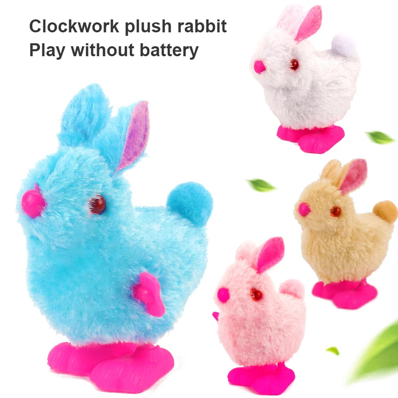 Plush Kids Plastic Clockwork Spring Hobbies Jumping Rabbit Model Classic Toys 