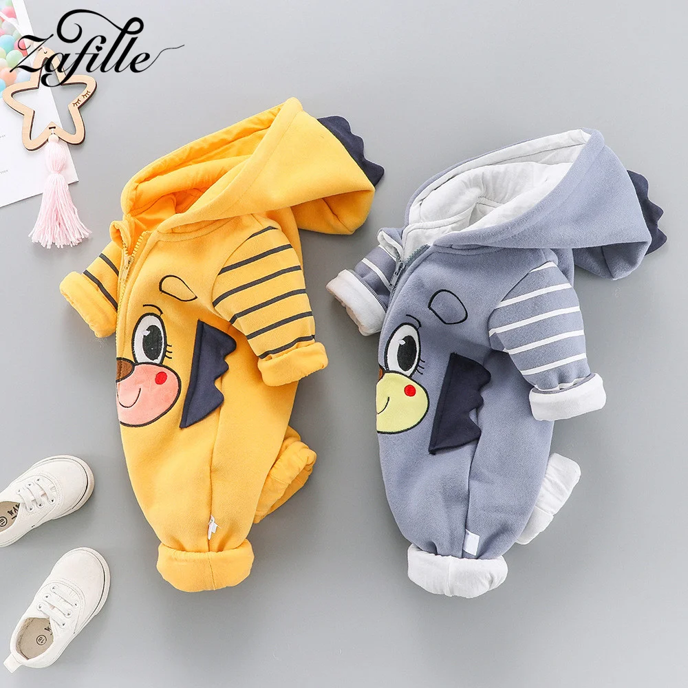 Newborn Baby Winter Clothes Cartoon Bear Toddler Boy Clothes Zipper Hooded Boys Romper Baby Costume Winter Jumpsuit Kids baby jumpsuit