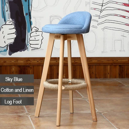 Sky Blue Твердый деревянный простой ретро 73 см креативный высокий табурет скандинавский Ретро вращающийся современный домашний кофейный стул барный стул - Цвет: Sky Blue