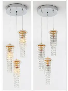 

HAIXIANG 3 Lights Crystal Strings Chandelier Lighting LED Dining Room Ceiling Drops Lamp Ceiling Lamp