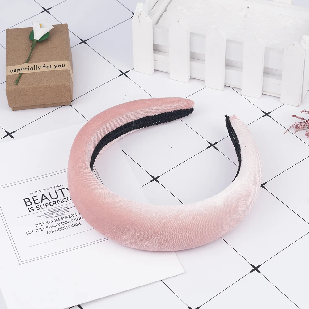 Nova Moda Estilo Ocidental Solidos Cores Engrossar Acolchoado Cabeca Aro Turbante Mulheres Hairbands Meninas Acessorios головные уборы