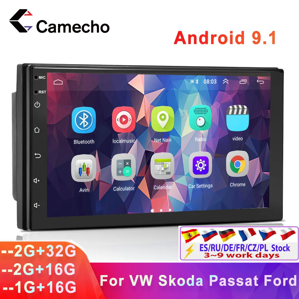 Camecho Android 9 1 автомобильный Радио мультимедийный плеер ''HD GPS навигация для VW Passat