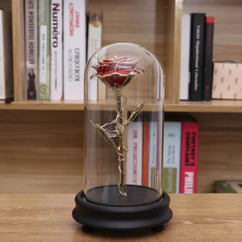 

1PC Exqiusite Decorative Romantic Enchanted Rose in a Glass Dome with Led Light Club for
