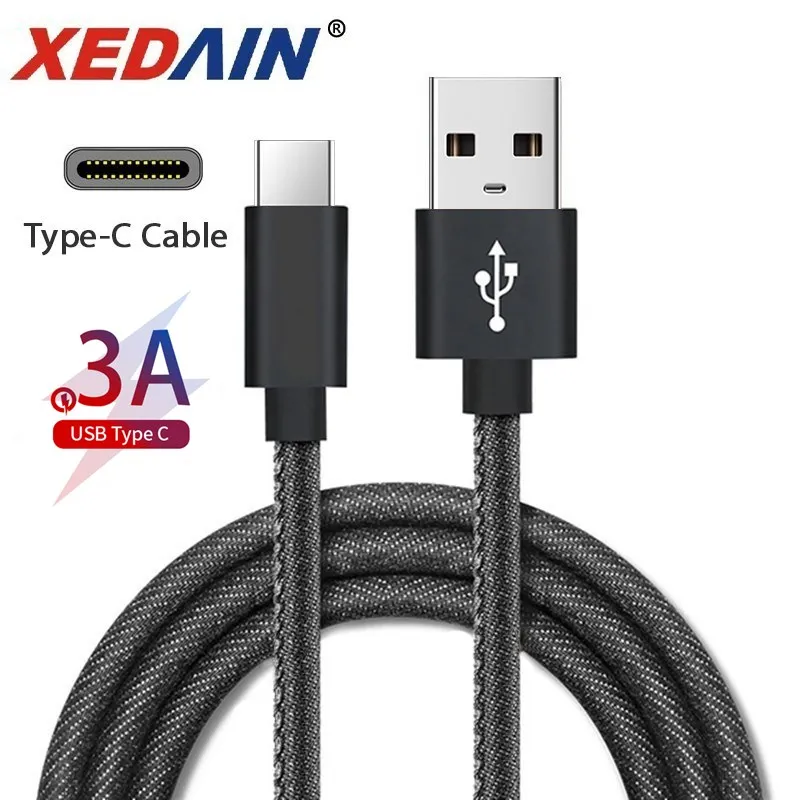 Джинсовый 3а usb type-C кабель для быстрой зарядки usb type-C USB-C кабели для синхронизации данных и зарядки для Xiaomi samsung huawei MacBook/Letv/Oneplus
