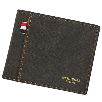 Men's Wallet Money Bag Solid Color Leather Business Short Wallet Famous Vintage Male Wallets Purse 5