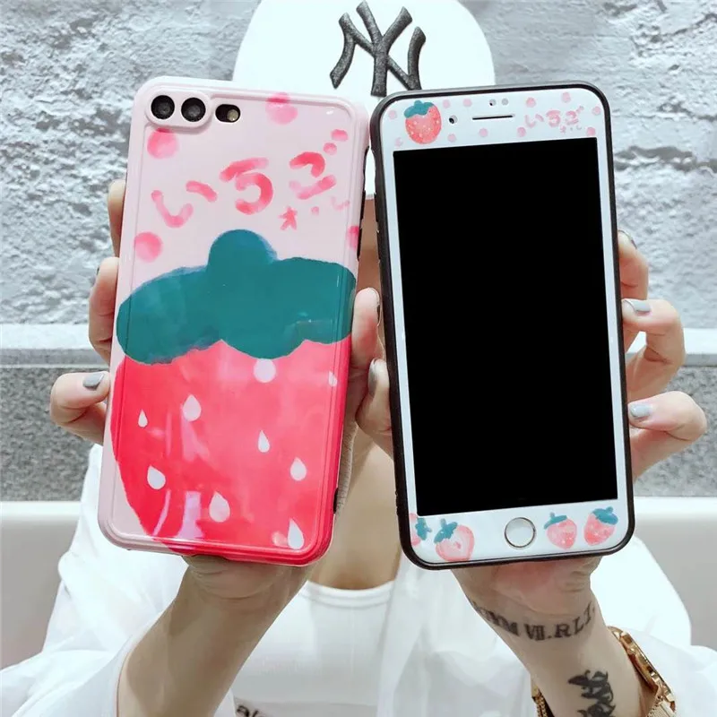 Милый чехол с аниме Сейлор Мун и клубникой для защиты экрана iPhone 11 Pro Max X XS MAX XR 7 8 Plus