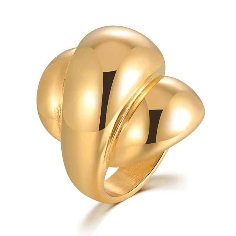 Новые модные золотые большие кольца для женщин вечерние ювелирные изделия большие цветы коктейльное кольцо 316L титановая нержавеющая сталь stainless Mujer