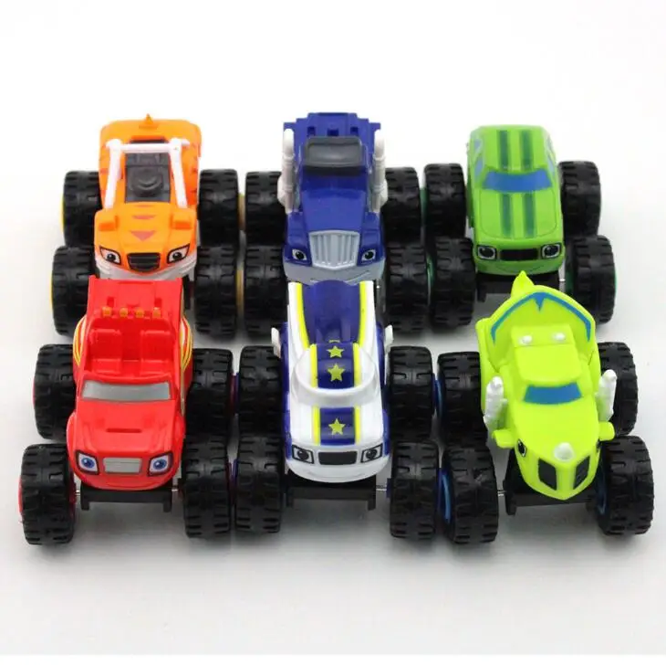 6Pcs Set Monsters Truck Toys Cartoon Machines Car Blaze Model Vehicles Racer Figure Games for Children Kids Birthday Gifts remote control boats