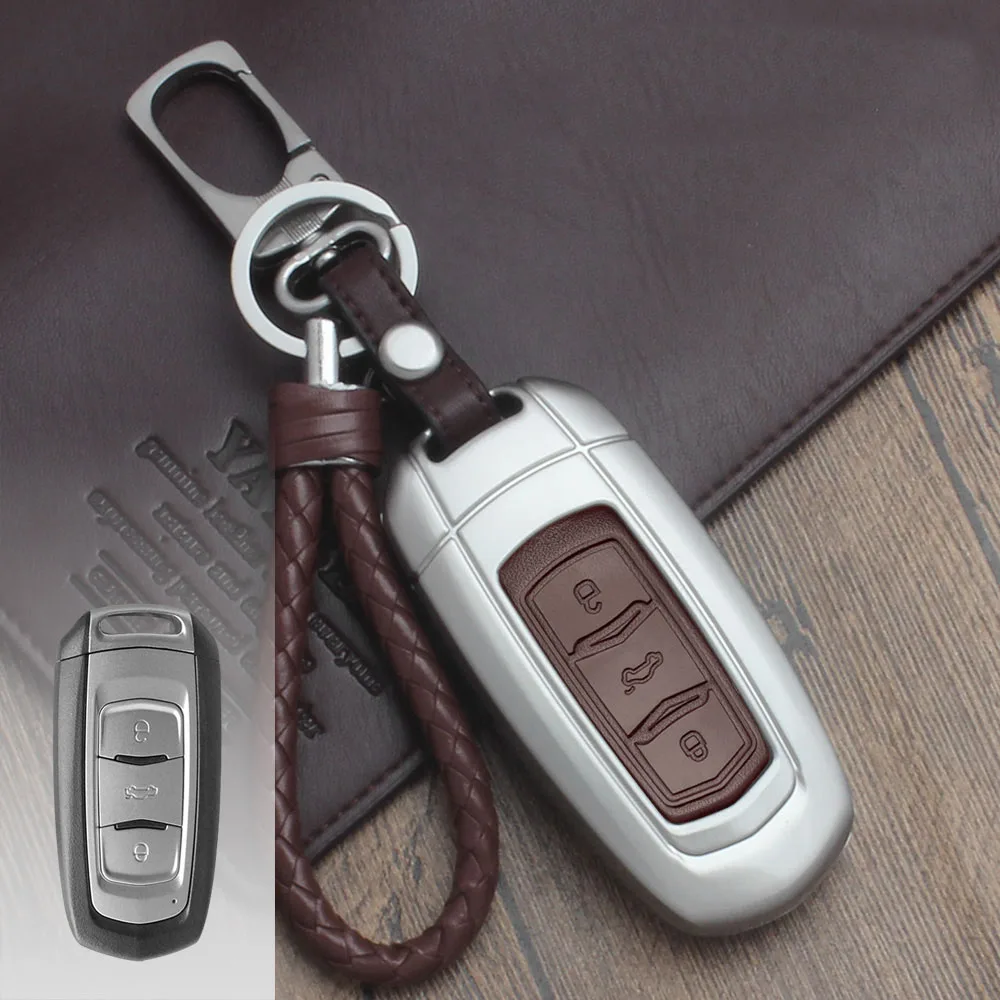Цинковый сплав+ кожа автомобильный чехол для ключей для GEELY Emgrand EC7 EC718 EC715 Global Hawk GX7 GC7 SC6 автомобильные аксессуары - Название цвета: Smart key Brown