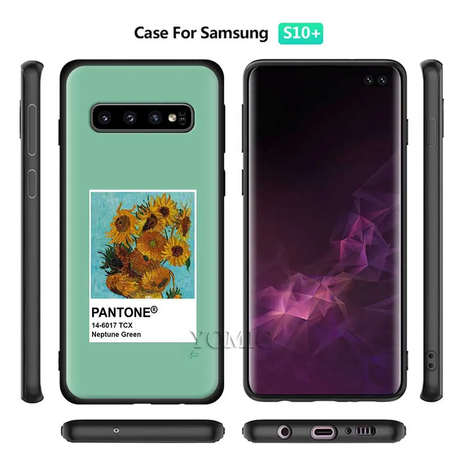 Мягкий чехол для samsung Galaxy S10 5G S10e S9 S8 Plus S7 Edge Note 8 9 10+ черный силиконовый чехол для телефона Van Gogh Pantone