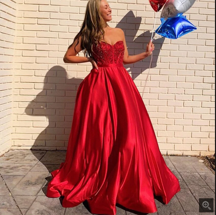 Robe de soiree, красное платье трапециевидной формы, украшенное бусинами и блестками, вечерние платья для выпускного вечера, стильные платья на выпускной, распродажа