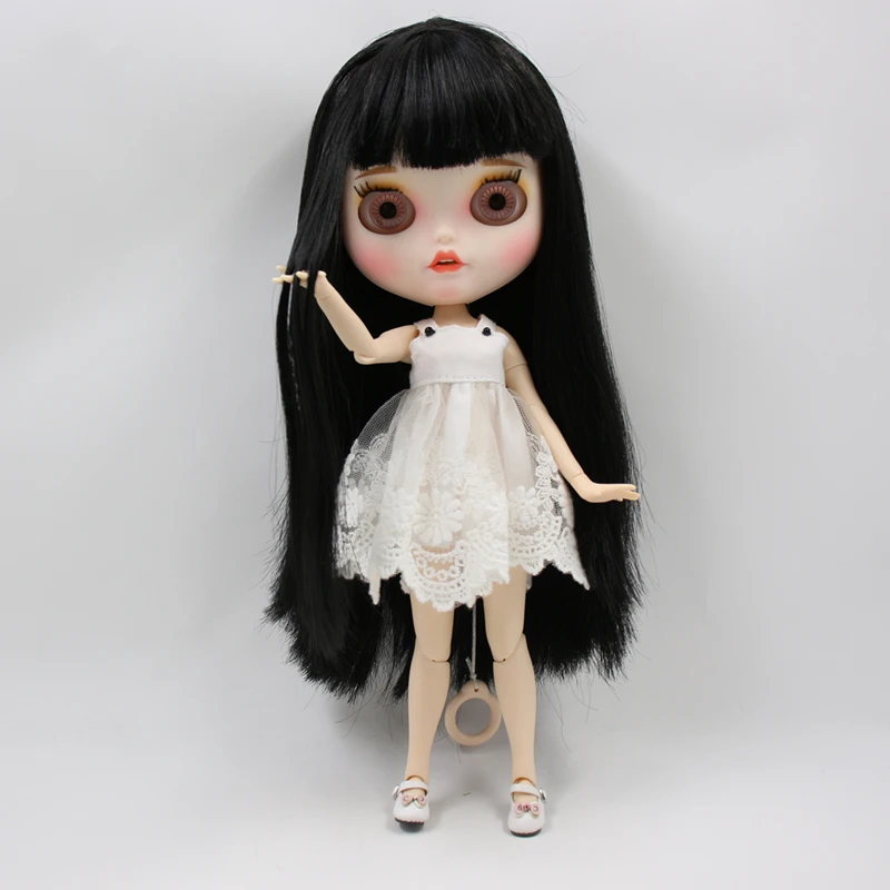 BL230/117 Blyth кукла 1/6 bjd белая кожа 19 суставов тела длинные прямые черные волосы и открытый маленький рот Макияж Лицо 30 см девушка