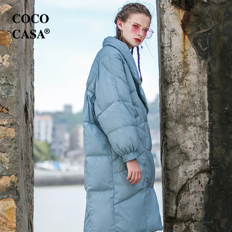Зимние Новые поступления, женские Ультра свободные куртки размера плюс в стиле кокон, теплые толстые куртки на 90% белом утином пуху, пальто, 3 цвета