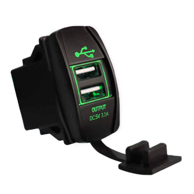 Green 3.1A Двойная зарядка с usb-разъемом для samsung Galaxy S10e S10 S9 S8 плюс Мощность адаптер Водонепроницаемый 12 V-24 V для двигателя автомобиля Зарядное устройство - Тип штекера: Green