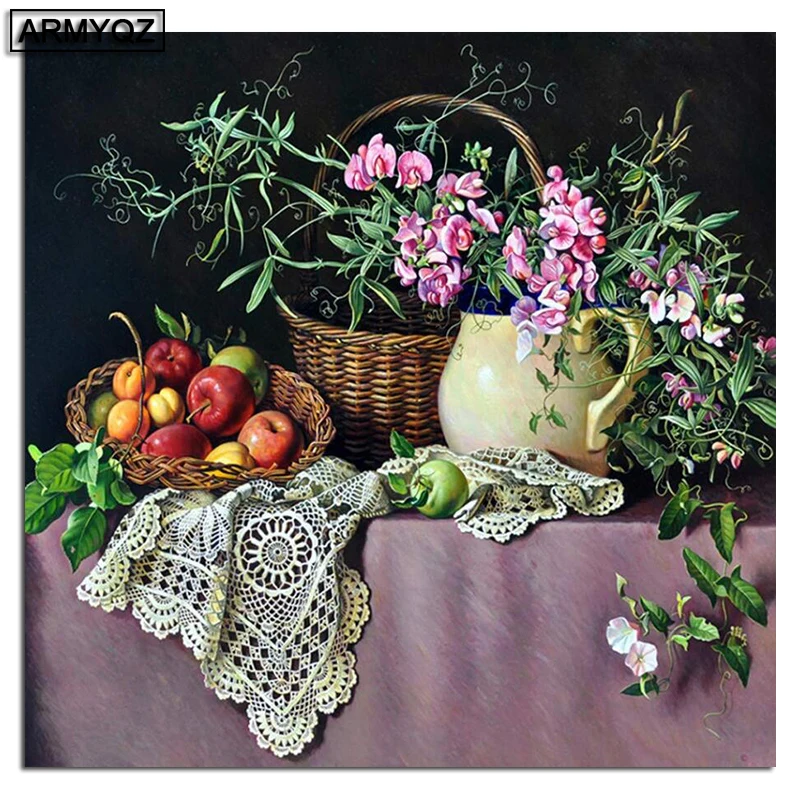Fruit Flower Full Square/Round Scenery Landscape 5D Diamond Painting Embroidery Cross Stitch Mosaic Home Decor | Дом и сад