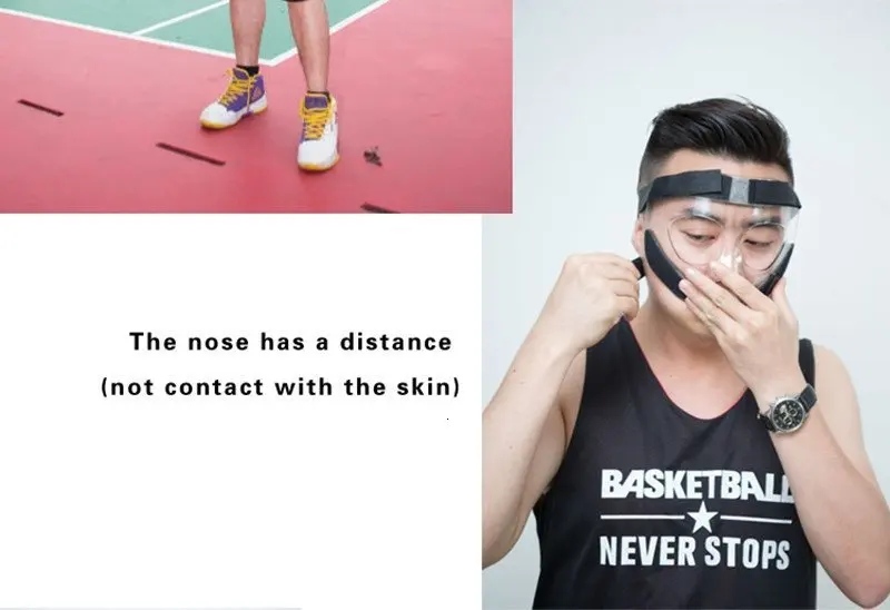 Transparent Basketball Protection Full Mask Football Mask Sports Medical Face Nose Eye Cheek Protecting Mask (24)