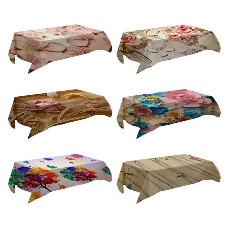 table cloth Primeval 3D Flower Table Cloth Rectangular Tea Table Cover Dining Home Decor manteles de mesa rectangular  #4O09  (7)