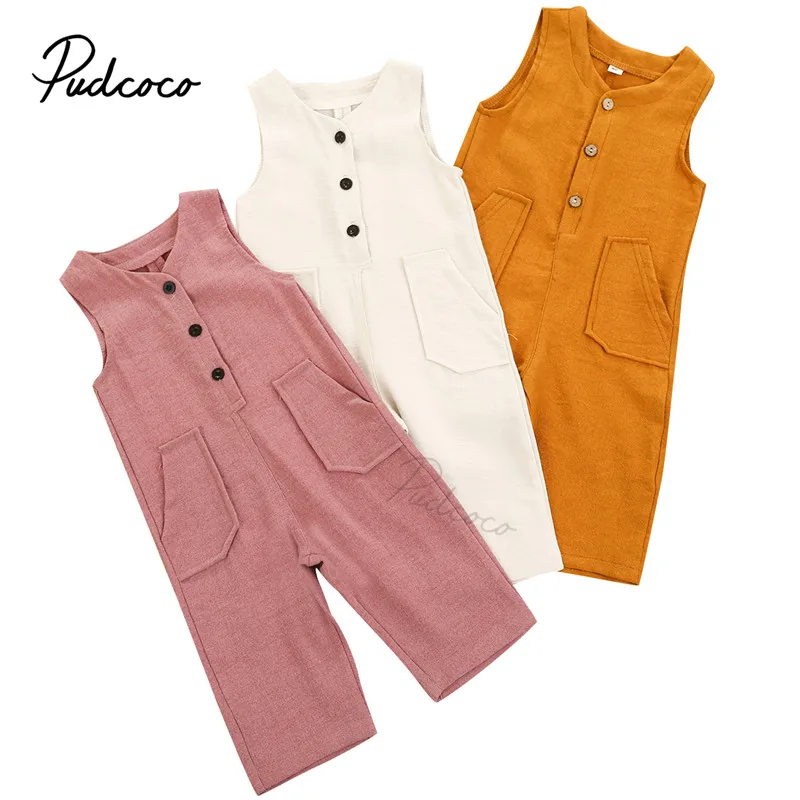 Infant Baby Boy Girl Sleeveless Corduroy Rompers, Casual V Neck Button