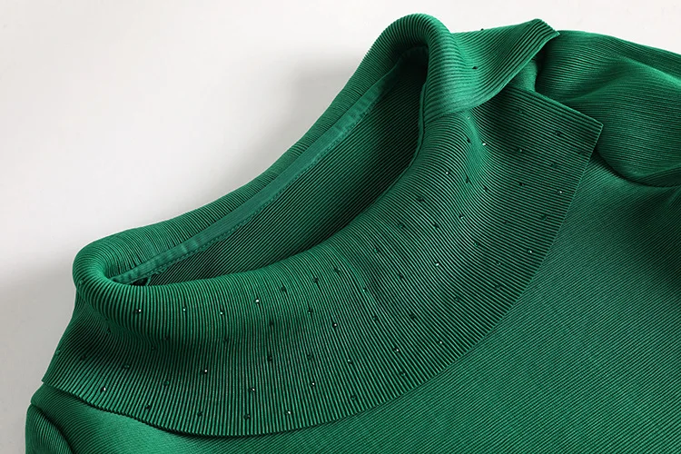 Женское платье размера плюс, весеннее, новое, эластичное, свободное, Miyake, плиссированное, водолазка, с расклешенными рукавами, одноцветное, короткое платье выше колен