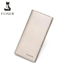 FOXER брендовый женский кошелек и кошелек из спилка, модные дизайнерские женские длинные кошельки из воловьей кожи, клатч для женщин