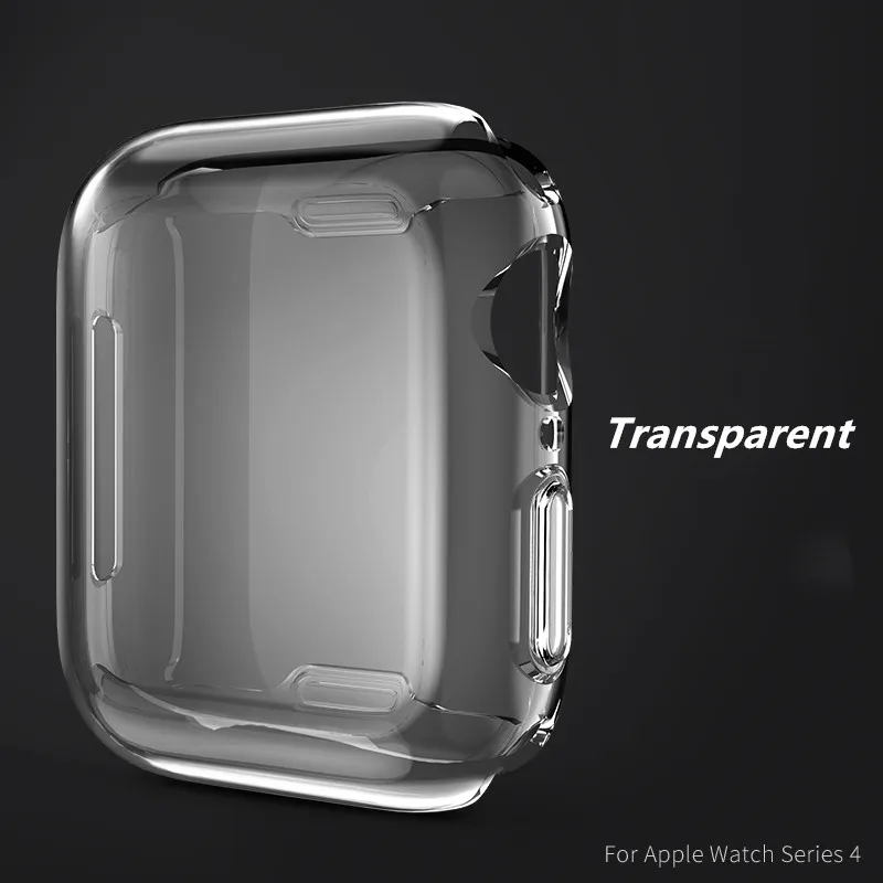 Все включено покрытие чехол для apple watch серии 4/5 apple watch 44/40 мм мягкий прозрачный ТПУ протектор экрана чехол Крышка для наручных часов iWatch - Цвет: Transparent