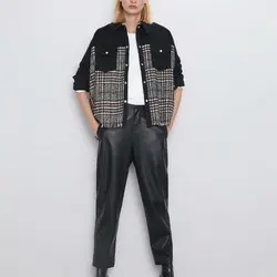 Женская шерстяная джинсовая куртка в стиле пэчворк; повседневная куртка с карманами и одинарной вязки; свободная уличная одежда; куртки;