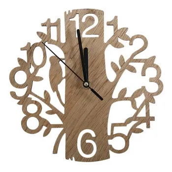 

1 pcs 22cm big creative wooden tree wall clock Quartz Wood Silent work Study room Office Bedroom Living room