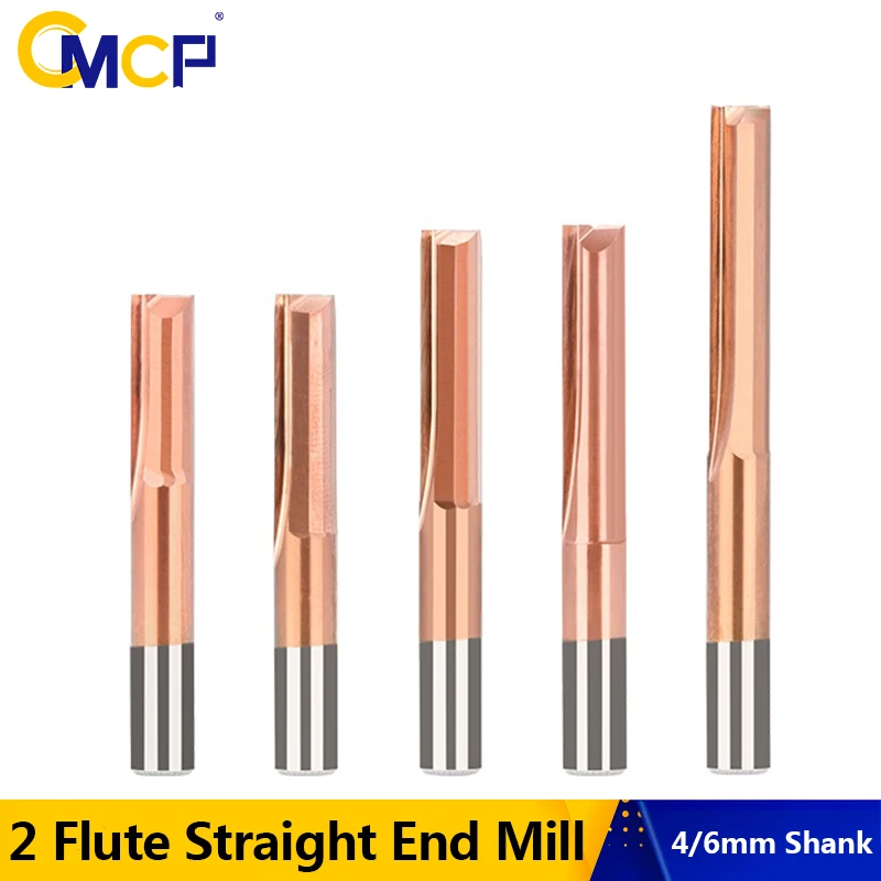 

CMCP Straight Milling Cutter 4/6mm Shank 2 Flute Milling Bit TiCN Coated Carbide End Mill CNC Machine Router Bit Milling Tool