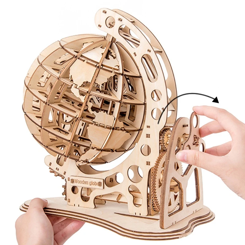 

Building block simulation DIY wood creative globe 3D puzzle stereo assembled wooden model Toys For Childen adult gift