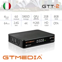 GTMEDIA GTT2 Smart tv box DVB-T2/кабель(J83.A/C)/ATSC-C/ISDBT android 6,0 2 ГБ 8 ГБ 4K H.265 Wi-Fi передатчик для интернет-телевидения легко управлять Android box