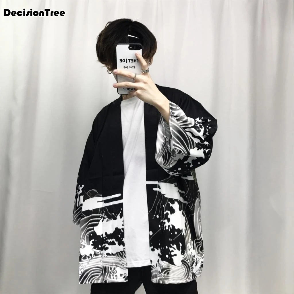 Kimono para hombre ropa de calle japonesa, chaquetas de kimonos informales,  con ondas y Dragn de viento, cárdigan de estilo harajuku, prendas de  vestir, 2020|jacket style|style jacketjacket harajuku - AliExpress